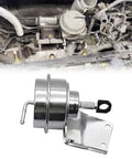 Turbo wastegate vacuum actuator for Acura RDX, chrome body with mounting plate and vacuum port
