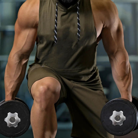 Man holding dumbbells with 2 Pack Dumbbell Barbell Connector Rods With Quick Release Stainless Steel Locks for gym weightlifting.