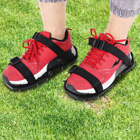 Lawn Aerator Shoes 1 Pair With Adjustable Buckles For Lawns Gardens And Patios, Durable PP Plastic Nail Shoes Tool For Deep Soil Aeration.