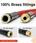 SPECILITE 5/8 inch rubber garden hose, red, with 3/4 inch brass fittings for outdoor use.