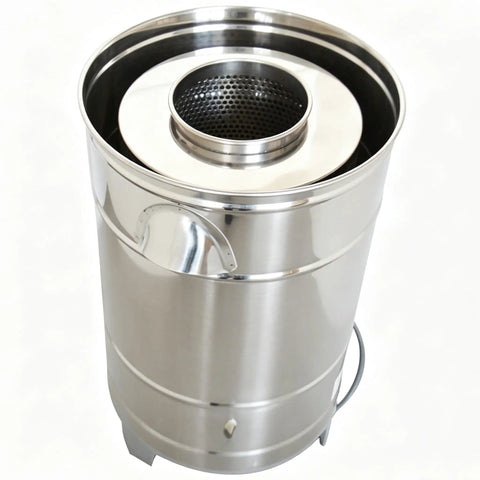 Heavy Duty Stainless Steel Commercial Salad Spinner With Adjustable Speed Knockout Workhorse Vegetable Dryer And Water Extractor Built Tough For Restaurant Kitchens 220V, top view, metallic finish, robust design.