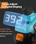 Pro Grade Cordless Full Size Glue Gun For DIYers With 20V Battery, Temperature Adjustable LCD Display showing 392°F