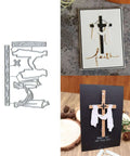 Rectangular Frame Die Cuts Set For Card Making Metal Cutting Dies Paper Craft Templates Background Embossing Stencils DIY Album Decor Easter Cross 12 By 8.2 Cm displayed in use and as metal die