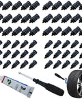60 Piece Tire Repair Kit with heavy-duty plugs, screws, glue, and tools for puncture repair on tubeless tires.