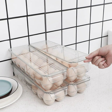 Clear 14 Egg Organizer Tray For Refrigerator Narrow Stackable Dispenser No Brainer Easy Access And Space Saving BPA Free