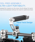 Dope Handheld Cage Rig For DJI Mavic 4 Pro Titanium White with top handle, cold shoe mounts, and 15mm rod clamps