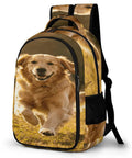 Happy Sprinting Golden Dog Print Unisex Backpack With Large Capacity Dope Design Built From Durable Polyester For School, Work, Or Travel