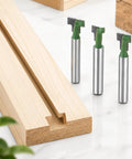 Game Changing Keyhole Router Bits Set Built Tough With Badass Tungsten Carbide Tips And Quarter Inch Shank for cutting keyhole slots in wood.