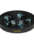 Heavy Duty Drum Dolly Cart For 30 And 55 Gallon Drums Up To 900 Lb Capacity showing black platform with 5 swivel casters