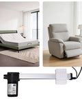 KDPT005190 Linear Actuator for power recliner lift chair, shown with adjustable bed and recliner, includes male cord and pin connector.