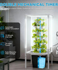Space Saving Vertical Hydroponic Garden Tower With 5000K Full Spectrum Grow Lights And Dual Timers, plants visible indoors