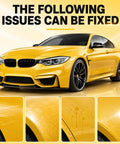 Killer Shine Car Scratch Remover Paste That Slaps Down Deep Scratches On Any Auto Paint on a yellow car fixing visible scratches