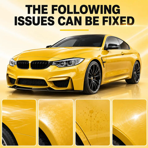 Killer Shine Car Scratch Remover Paste That Slaps Down Deep Scratches On Any Auto Paint on a yellow car fixing visible scratches