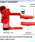 Pallet Buster Tool Head Only No Handle With Nail Remover And Locking Screw For Quick Pipe Handle Attachment Fits 1 Inch Nominal Diameter Pipe Deck Board And Pallet Friendly Pry Bar Replacement red steel head, bolts and flaps shown