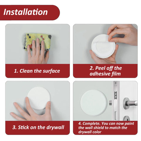 White Round Door Knob Wall Shield Self Adhesive Protector, Heavy-Duty Impact-Resistant Wall Guard For 3 Inch Standard Size, Prevent Dents Dings And Scratches, Easy Install, Perfect For Home And Apartment Walls