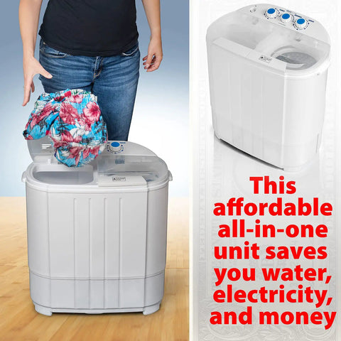 Portable Twin Tub Washing Machine With 13 Lb Capacity, Space Saver For Dorms, Apartments, And RVs, Easy Agitation Wash Cycles