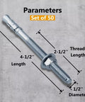 1/2 x 4-1/2 Inch Wedge Anchor Bolts, 50-Piece Zinc-Plated Concrete Anchors for cement and concrete with labeled measurements