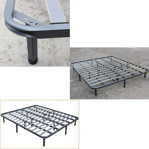 Adjustable Height Metal Furniture Lift Legs Set Four Square Tube Legs With Reinforced Frame Support Fittings Rubber Pads And Screws Dark Grey 25 Cm Heavy Duty Leveling frame