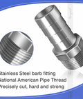NPT 1 Inch Male Thread to 1 Inch OD Barb Stainless Steel Pipe Fitting for Connecting 1 Inch ID Air Hose Tubing Pack of 2 Beefy Heavy Duty 304 Stainless Steel 290 PSI Rated