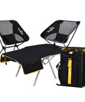 All In One Camping Backpack Table Kit With Aviation Aluminum Frame, Two Foldable Chairs, Convertible Backpack Top Table, Quick Setup And Ultra Portable
