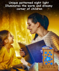Mother reading to daughter beside starry night light from 4 In 1 STEM Kit For Kids Ages 6 13 Build A Ferris Wheel Carousel Fiber Optic Lamp And Starry Night Light Hands On Science Toys For Boys And Girls Cool Birthday Gift.