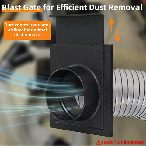 Heavy Duty 4 Inch Dust Collection Fitting Kit For Woodshop Includes 90 Degree Elbow Blast Gate And Flex Cuffs showing blast gate for dust control.