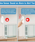 Water Level Alarm Sensor For Basements with 100 dB alert, detector cable, and pause button near tank for flood prevention