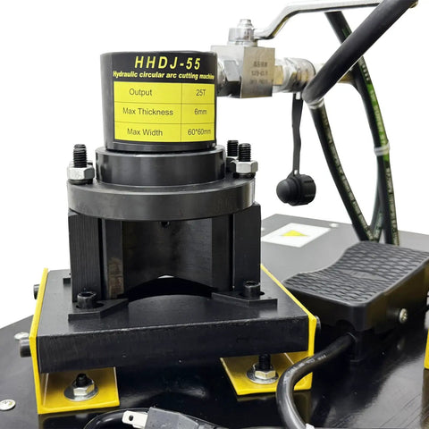 HHDJ-55 hydraulic circular arc cutting machine with 6mm max thickness for precise cutting and fast performance.
