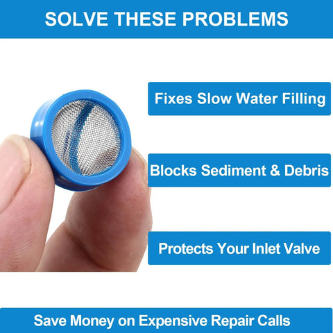 4 Pack Stainless Steel Washer Inlet Valve Filter Screen 0.79x0.39 Inches 20x10mm Universal Replacement held in hand