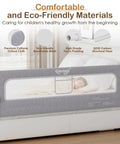 Ultra Sturdy 71 Inch Swing Down Toddler Bed Rail With Wide U Shaped Base for King Queen Full Twin Beds, breathable mesh guard
