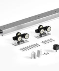 5 Foot Commercial Grade Sliding Pocket Door Hardware Track Kit Top Mount Heavy Duty Aluminum System with components shown