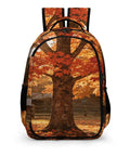 Autumn Red Maple Log Cabin Print Unisex Backpack with large capacity, durable polyester build, breathable comfort
