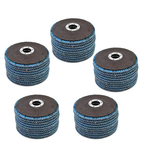 Stacks of 5 Inch Aluminum Oxide Flap Discs 40 Grit High Density Industrial Abrasive Sanding Discs for Metal Stainless Steel and Wood