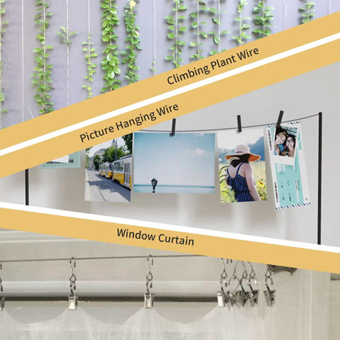 1/16 Inch Black Vinyl Coated Stainless Steel Wire Rope Kit used for plants, picture hanging, and curtains