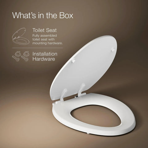 Stonewood Elongated Wood Toilet Seat With Color Matched Hinges, Compression Molded Wood For A Solid Feel, Fits Most Elongated Standard Toilets, White Finish, Easy Home Upgrade - white toilet seat with lid and mounting hardware