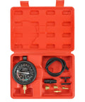 Acymner vacuum and fuel pump tester gauge kit in red case with dial gauge and brass fittings