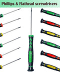 Six Piece Magnetic Screwdriver Set With Non Slip Handles In Flathead And Phillips Bits Pro Grade Electronics Repair Kit
