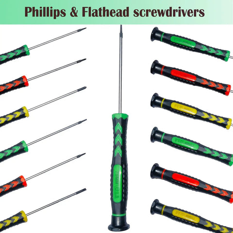 Six Piece Magnetic Screwdriver Set With Non Slip Handles In Flathead And Phillips Bits Pro Grade Electronics Repair Kit