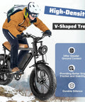 Cyclist on an eBike with Two Pack Fat Tire With Tube For Ebike Mountain Snow Bike Heavy Duty High-Performance Wear-Resistant Tire 16 By 4.0 Inch Black Includes 2 Tubes And 2 Levers