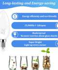 Crisp Daylight LED Candelabra Bulbs 40W Equivalent, 4W E12 Small Base, Non Dimmable, 5000K Daylight White, energy-saving features