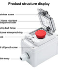 Red IP67 Emergency Stop Button Switch Box With Protective Cover For Outdoor Use Built Tough Waterproof Anti-Misoperation Pushbutton