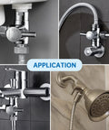 Image showing the installation of a Heavy Duty Solid Metal Shower Arm Diverter Three Way For Handheld And Fixed Shower Heads.