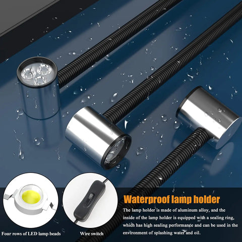 Magnetic Work Light With 23 Inch Flexible Gooseneck And Strong Magnetic Base, IP65 Waterproof LED Machine Lamp For Lathe Milling Drill Press, Industrial Lighting, 120V