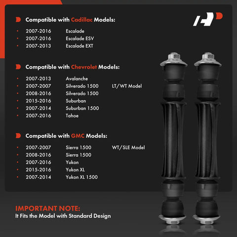 Front Sway Bar Link Stabilizer For Chevy Avalanche Silverado Suburban Tahoe And Cadillac Escalade SUVs Durable Suspension Upgrade With Easy Install Replaces Worn Links For A Smoother Ride And Reduced Body Roll, pair