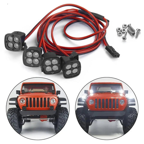 Lit LED RC Light Strips Kit For Axial SCX10 90027 TRX4 TRX6 D90 Wraith RR10 1/10 RC Crawler Cars with spotlight components