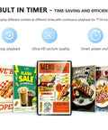 Kick Up Your Storefront Vibes With This Fresh 15.6 Inch Digital Menu Board Streaming Crisp HD Ads Over Wifi paired to a remote showcasing sample menus.