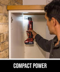 Dang Compact Cordless Right Angle Impact Driver With 12V Brushless Motor And Quarter Inch Hex Chuck featuring compact design for tight spaces.