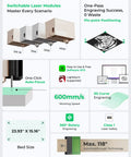 Beast 20W Laser Engraver And Cutter With Air Assist And Honeycomb Bed features, including speed, auto-focus, and bed size details.