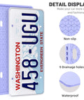 Silicone License Plate Frame With Front And Back Cover For US And CA Standard Cars, Rust-Proof Rattle-Proof Weather-Proof Bracket Holder, Scratch-Free No Noise Easy Install Purple with detail view of drainage holes and non-slip texture