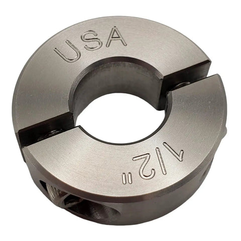 Heavy Duty Two Piece Clamp On Shaft Collar With Half Inch Bore And 303 Stainless Steel For Rock Solid Positioning And Smooth Operation In Truck Mods Or Garage Builds Made In Usa Single Pack